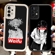 R65 Waifu Anime Girl Casing for Samsung A55 M15 S24 S21 FE S25 Ultra 5G Black and White