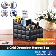 BEST4U 3 Grid Organizer Storage Box / Remote Control Caddy / Pen Holder for Desk Office Supplies Sta