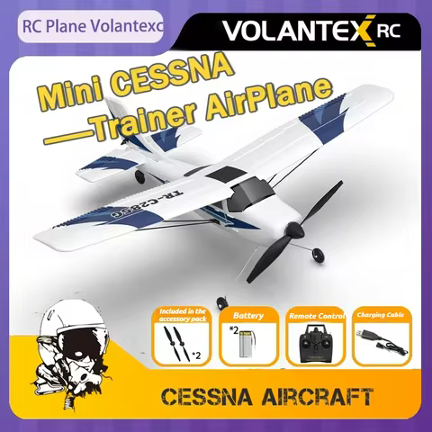 VolantexRC Cessna RC Plane 3CH Fixed Wing Model Beginner High Mounted Wing Crash King RC Trainer Air