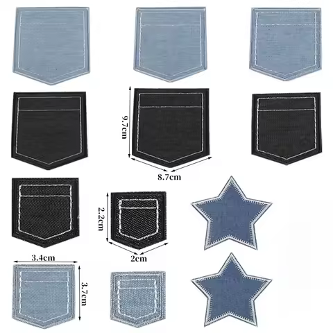 New Hot Sale Denim Fake Pocket Design Sew Iron-on Embroidered Patch Sticker DIY Bag Clothing Car Jea