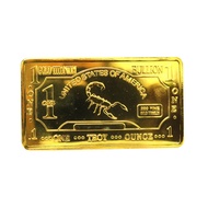 1 oz One Troy Ounce USA Scorpion .999 Fine Titanium Gold Plated Bullion Bar Ti Element 1oz