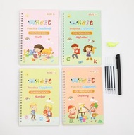 其他品牌 - （4本裝·贈1筆桿1握筆器5筆芯）兒童凹槽練字帖 3-6歲學生訓練控筆練字帖 兒童數字/數學/英文/繪畫啟蒙字帖