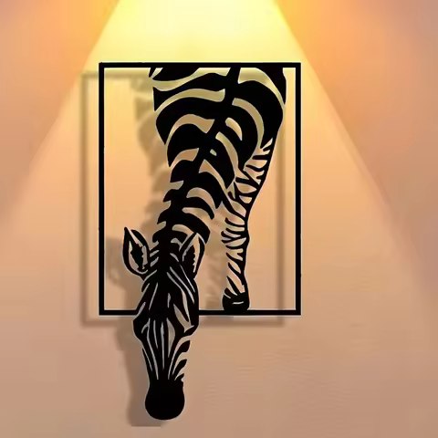 1pc [Modern Zebra Metal Art] Minimalist Zebra Metal Wall Art - Modern Striped Iron Decor | Animal-Th