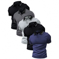 5 ชิ้น เสื้อโปโล กีฬากอล์ฟสำหรับผู้ชาย เสื้อยืดแขนสั้น เสื้อโปโลกีฬา เสื้อผ้าวันหยุดกลางแจ้ง เสื้อโป