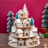 [Baosity11] Christmas Advent Calendar Wooden, 3D House Party Decor Creative Reusable Decorative Supp