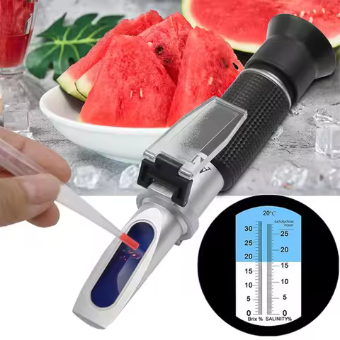 Refractometer Brix Sugar Handheld ATC Refractometer 0-28% Salinity 0-32% Refractor Salinity Meter Br