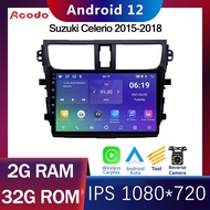 Acodo รถวิทยุ 2din สเตอริโอ Android สำหรับ Suzuki Celerio 2015-2018 Android 9 นิ้ว 2G RAM 16G 32G ROM Quad Core Touch แยกหน้าจอทีวีนำทาง GPS สนับสนุนวิดีโอพร้อมกรอบ