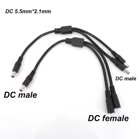 10A 18awg 19V 24V 12V 2 Way DC 1 Male to 2 Male Female Splitter Connector Power Supply Adapter Exten
