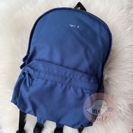 Agnes b b. Backpack Small Medium Denim Blue Canvas Counter Sapphire Embroidery