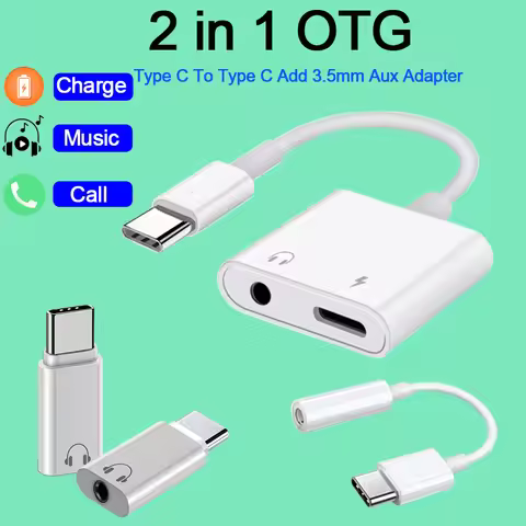 2 in 1 Type C To 3.5mm Type C OTG Adapter For Samsung Xiaomi Redmi POCO Huawei Realme OPPO 3.5mm Wir