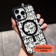 Magnetic Premium Bow Black Casing Samsung A27 S26 Ultra Plus A07 A17 A06 A56 5G A36 A16 A15 A26 S25 