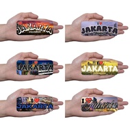Rectangle Rubber Ref Magnet Souvenir - I Love Jakarta Design