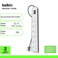 Belkin BSV603AF2M 6-outlet Surge Protection Strip with 2M Power Cord [650 Joules] - [SINGLE x 1unit]