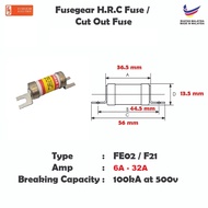 [READY STOCK] HRC Fusegear Electric 6A - 64A FUSE MADE IN MALAYSIA FE02 / F21 HRC Fuse / Cut Out Fus