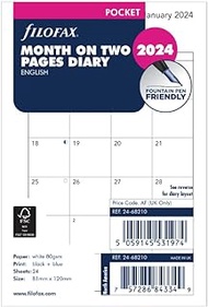 Filofax Pocket month on two pages English 2024 diary,White