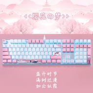 Free Shipping Keyboard 达尔优樱花主题有线EK815无线EK807机械键盘电竞游戏电脑通用 Papan Kekunci