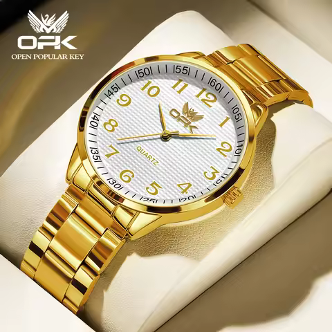 OPK 6008 Brand Watch Steel Band Roman Scale Men's Quartz Watch