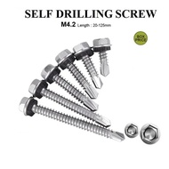 Stainless Steel 410 Self Drilling Screw skru besi Hexagon Head with Bonded Washer Awing Screw Skru B