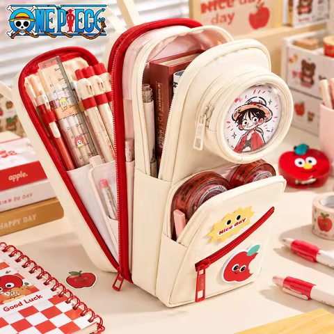 One Piece Pencil Case Large Capacity 7 Layers 13 Compartments Stationery Storage Bag with Window 4PC