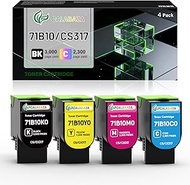 CS317 71B10 Toner Cartridge Set 4-Color Replacement for Lexmark 71B0010 71B10K0 71B10C0 71B10M0 71B1