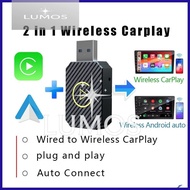 LUMOS Carplay Adapter 2-in-1 Android Apple Car Wired to wireless car adapter Original Android car Pl