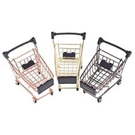 【送料無料】2PCS (Gold+Rose Gold) Mini Shopping Cart Trolley Home Office Sundries Stora