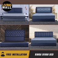 Living Mall Rinoa Series Woven Fabric Divan Bed Frame in 4 Model Designs  - All Sizes Available