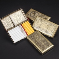 ✖ New Bronze Cigarette Case 12 Packs Portable Carving Men 39;s Flip Metal Compressive Cigarette Storage Box Holder Tobacco Box