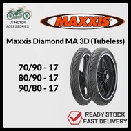 (READY STOCK) Maxxis Diamond Tyre Tayar MA 3D - Tubeless  [70/90-17 , 80/90-17 , 90/80-17]