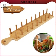 SONONIA Wood Taco Holder Tray Multipurpose Mexican Rolls Holds 8 Tacos Taco Shell Holder Tortilla Ho
