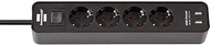 Brennenstuhl Ecolor Power Strip 4-Way with USB Charging Socket (Multiple Socket with 2 x USB Charger