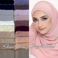 Shawl heavy Chiffon beaded viral Sulam Batu untuk Wanita Muslimah - Jilbab, Instant, Model Terbaru