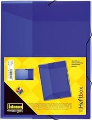 Idena 225402 File Box for DIN A4 with Elastic Band, Polypropylene, Filling Height 3.5 cm, Translucent Blue, Pack of 1