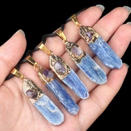Hongyun Hongyun-kls-Natural Irregular Kyanite Necklace Gilt Edge Jewelry Long Rough Stone Kyanite Ne