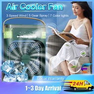 Chu Yang 3 in 1 USB Mini Portable Fan Air Cooling fan Aircond Humidifier Purifier Mist Cooler with 7 LED Light Kipas USB