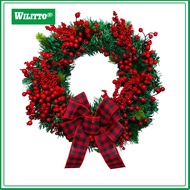 Holiday Decorations Indoor Wreath Festive 15 Inch Christmas Wreath with Red Berries and Buffalo Plai