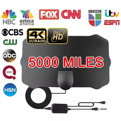 4K Digital High Gain HD TV DTV Box Digital TV Antenna 5000Mile Booster Active Indoor Aerial HD Flat 