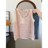 [Knitwear] Women's Knitwear Striped Knitwear Sleeveless Knitwear Knitwear Korean Knitwear Summer Kni