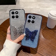 For Honor X6C Case with Cute Butterfly Stand Luxury Slim Gradient Clear Plating Glitter Girls for Ho