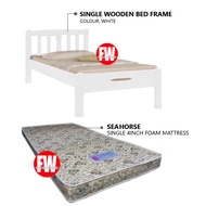 Single Wooden Bed Frame + Sea Horse Mattress