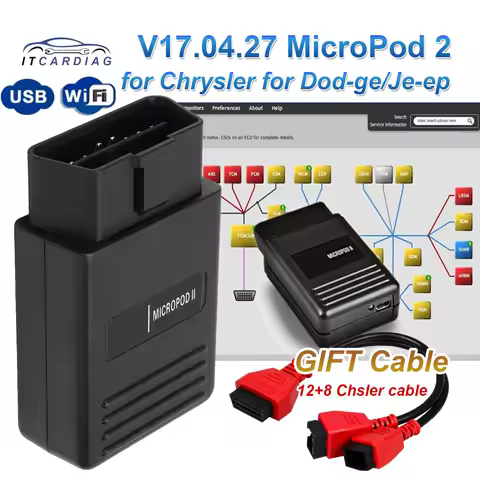 V17.04.27 MicroPod 2 MicroPod II Scanner for Chrysler 12 8 Adapter Cable for Dodge/Jeep MicroPod2 Di