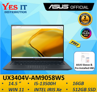 Asus VivoBook 14X OLED UX3404V-AM9058WS 14.5" Laptop (i5-13500H16GB 512GB SSD Intel Iris Xe W11+OPI 