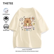 New Model T-Shirt Luck Capybara Soft Cotton Oversized Size S-3XL (Gray Mixed/Flesh/Blue)