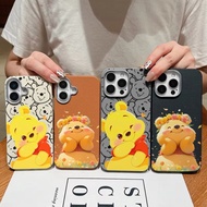 Happy Winnie the Pooh PU Leather Case for Samsung Galaxy S25 Ultra S25 Plus M17 F17 M07 F07 F56 F16 