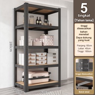 Rak besi siku lubang Rak susun 6 tingkat Rak dapur Rak gudang Rak Serbaguna