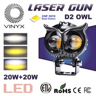 Lampu Sorot Tembak Laser Gun Mini LED D2 Owl Motor Mobil 20Watt 2 Warna Putih Kuning 20W 20 Watt Las