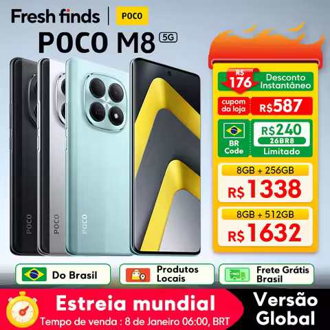 【World Premiere】POCO M8 5G Cellphone Global Version Snapdragon® 6 Gen 3 50MP Camera 6.77" 120Hz AMOL
