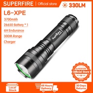 SUPERFIRE L6-G Super Bright Flashlight Usb Rechargeable 26650 for Camping Fishing Portable Waterproo