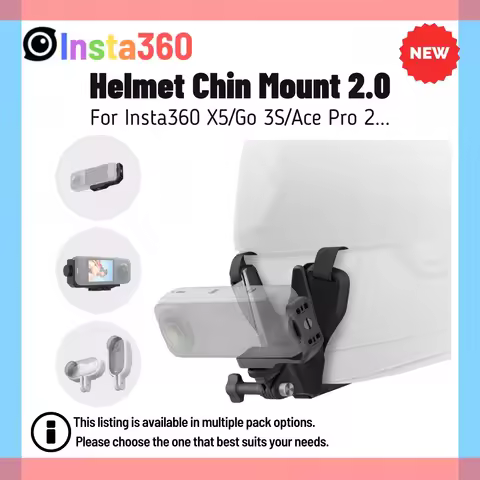 Insta360 Helmet Chin Mount 2.0 POV Motocycle Holder 1/4" 2-Prong Support For Insta 360 X5 X4 X3 GO U