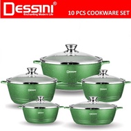 DESSINI 10 Pcs Original Cookware Set Casserole Die Cast Aluminium Non Stick Pot Bowl Pan Sets PERIUK